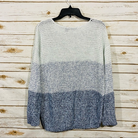 RDI Blue Ombre Open Knit Colorblock Sweater Size L - Picture 5 of 7